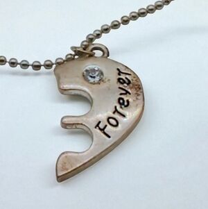 Silver Puzzle Piece'Forever' Pendant Necklace 19 In